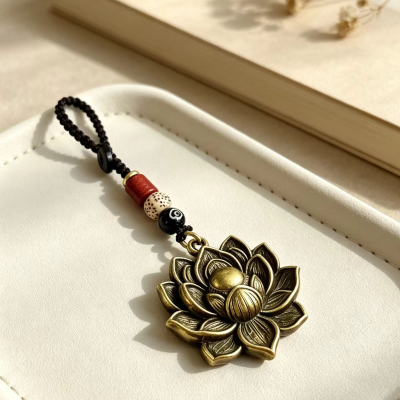 Lucky Lotus Keychain Pendant, Chinese Style Charm